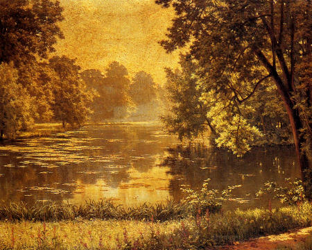 Wooded River Landscape - Henri Biva